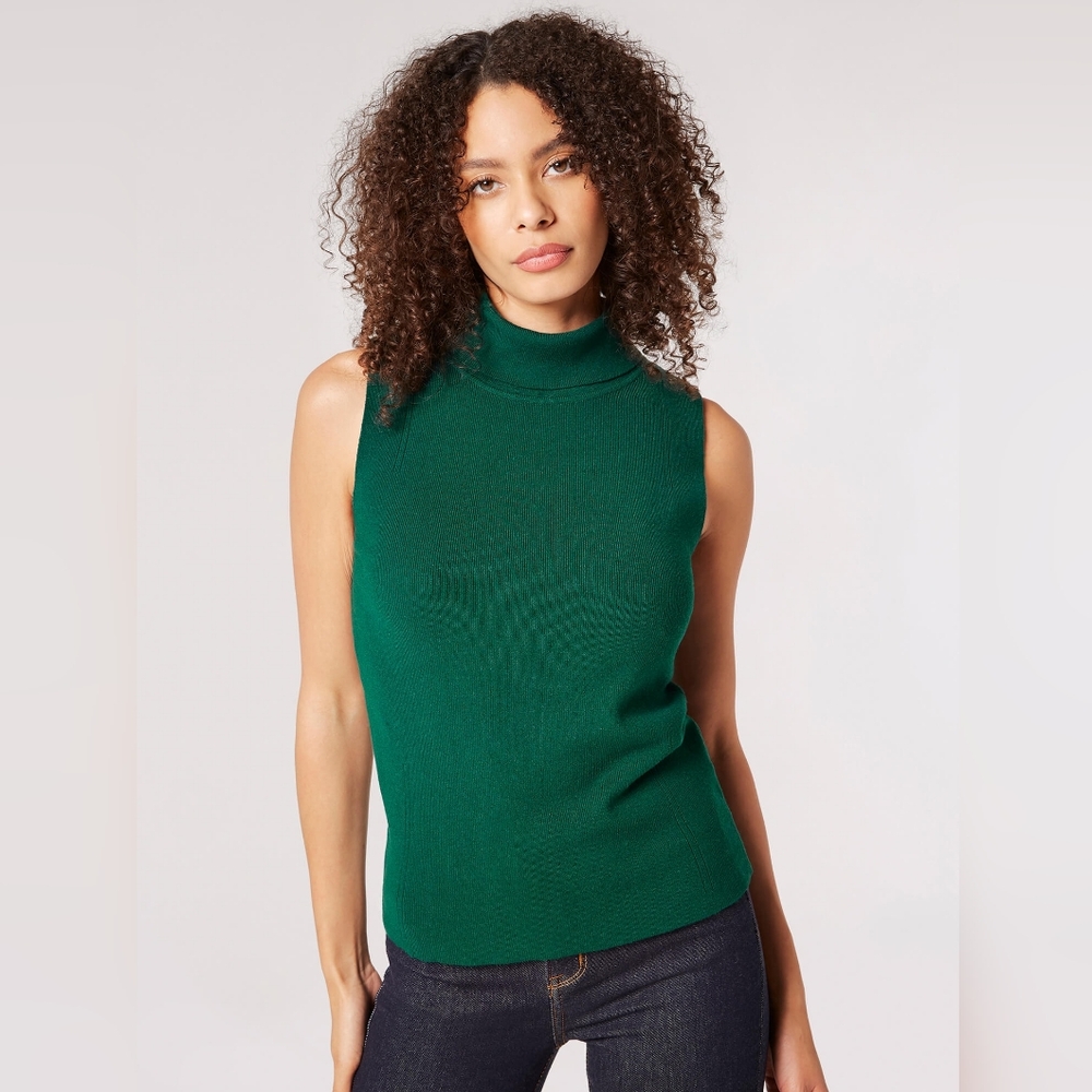 Sleeveless Roll Neck Sweater